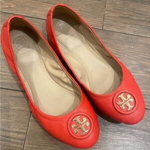 Tory Burch Women's Red leather Ballet Flats - size 7